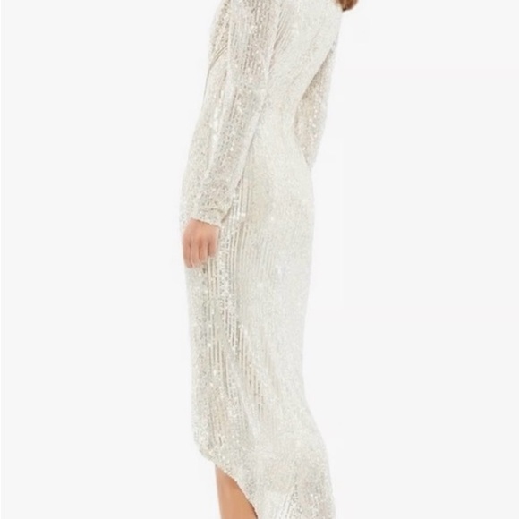 Ienna For Mac Duggal long-sleeved silver sequined dress, size 6 - Picture 2 of 11